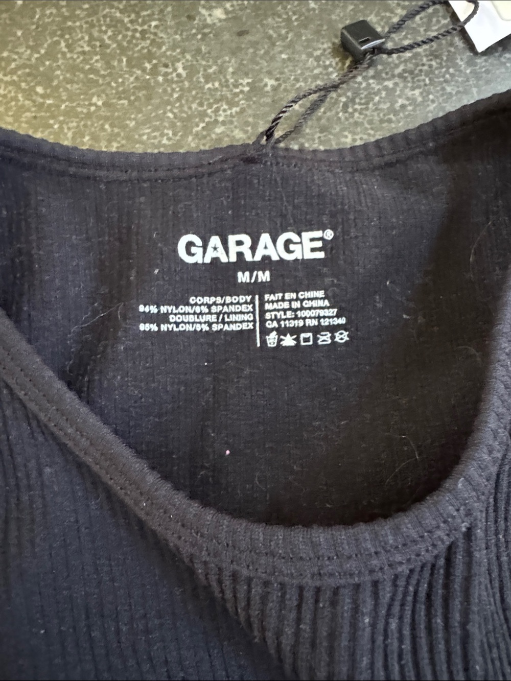 Garage Black Ribbed Cutout Tank - Picture 2 of 4